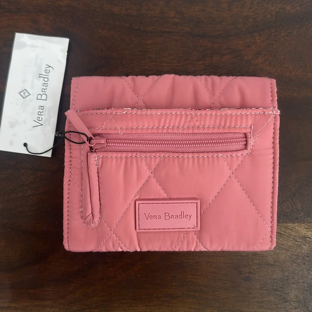 VERA BRADLEY Ultralight RFID Mini Tri-Fold Wallet Snap Closure Strawberry Ice